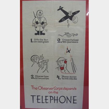 British WWII The Observer Corps depends on the Telephone Poster
