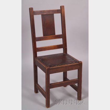 Arts & Crafts Oak Side Chair. 