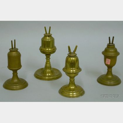 Four Brass Fluid Lamps