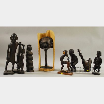 Seven Contemporary Carved Wooded African Sculptures