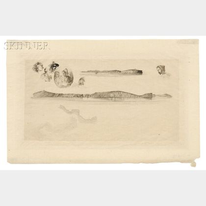 James Abbott McNeill Whistler (American, 1834-1903) Sketches on the Coast Survey Plate