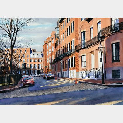 Sergio Roffo (American, b. 1953) Louisburg Square /A Beacon Hill, Boston, View