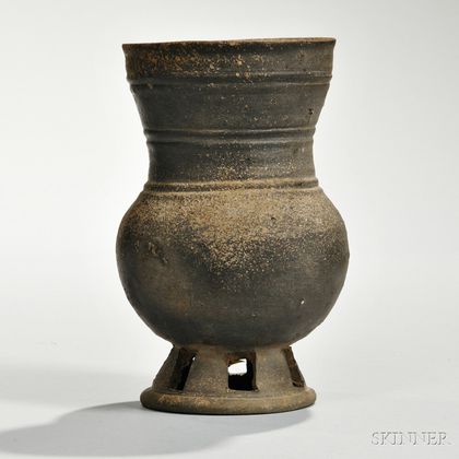 Stoneware Ritual Vessel on Stem Foot