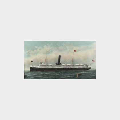 Antonio Nicolo Gasparo Jacobsen (Danish/American, 1850-1921) Portrait of Coastal Steamer &#34;Horatio Hall&#34;.