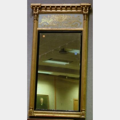 Classical Giltwood Tabernacle Mirror with Eglomise Tablet. 