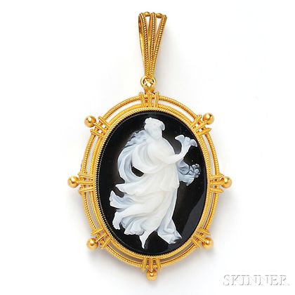 Antique 18kt Gold and Hardstone Cameo Pendant/Brooch