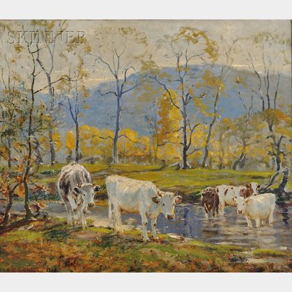 George Glenn Newell (American, 1870-1947) Landscape with Cattle