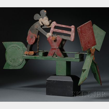 Two Painted Wood Character Whirligigs