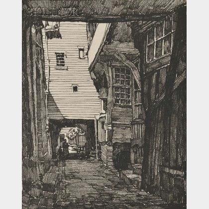 Samuel V. Chamberlain (American, 1895-1975) An Alley in Pont-Audemer