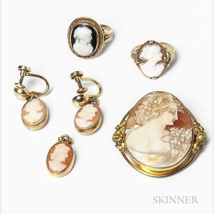 Group of Gold-filled Cameo Jewelry