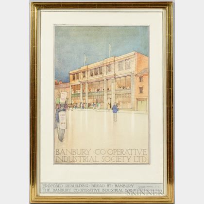 William Guest Hubbard (British, 19th/20th Century) Architectural Watercolor Rendering