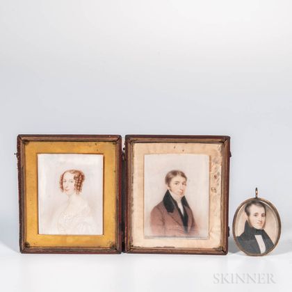 American School, Mid-19th Century Three Miniature Portraits