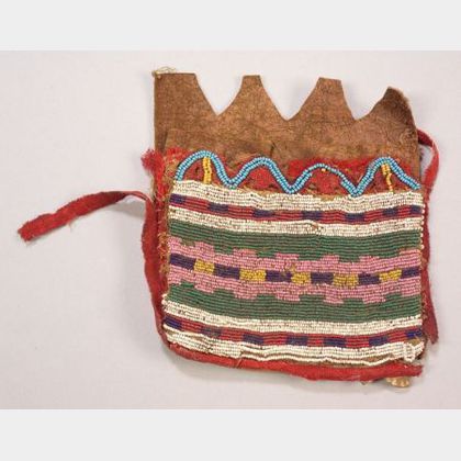 Northern Plains Beaded Hide and Cloth Bag