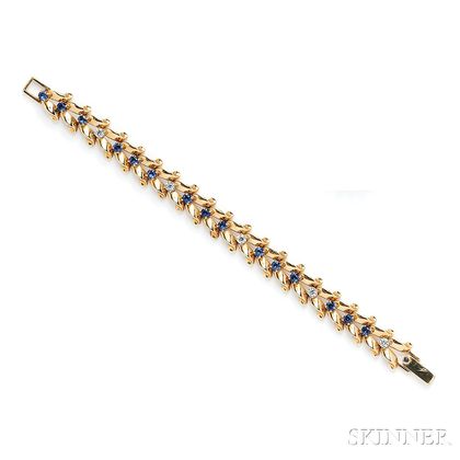 14kt Gold, Sapphire, and Diamond Bracelet, Raymond Yard