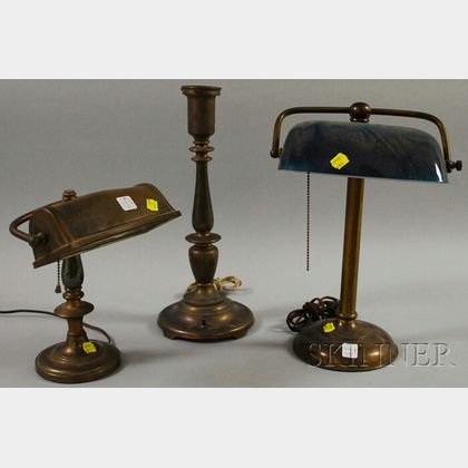 Two Metal Desk Lamps and a Miller Co. Metal Table Lamp Base
