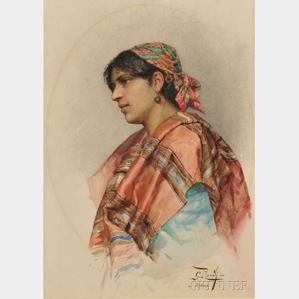 Giulio Rosati (Italian, 1858-1917) Head of a Woman