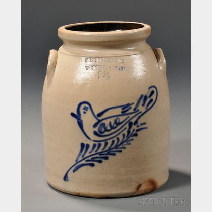 "Worcester Dove" Cobalt-decorated Stoneware Jar