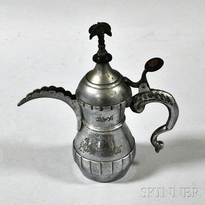 Metal Covered Ewer with Figural Palm Finial
