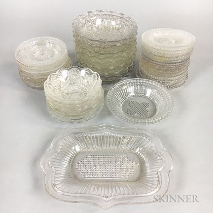 Thirty-nine Sandwich Geometric Pressed Glass Cup Plates. Estimate $20-200
