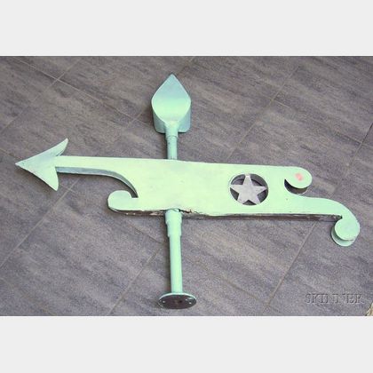 Painted Sheet Metal Arrow and Banner Weather Vane