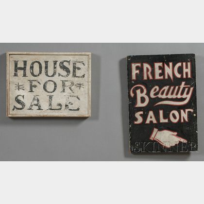 Two Painted Wood Advertising Signs