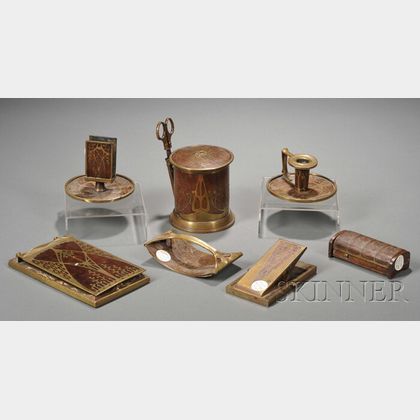 Seven Art Nouveau Desk Items