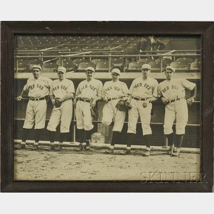 Framed Albumen Photograph of the 1912 Boston Red Sox Pitching Staff