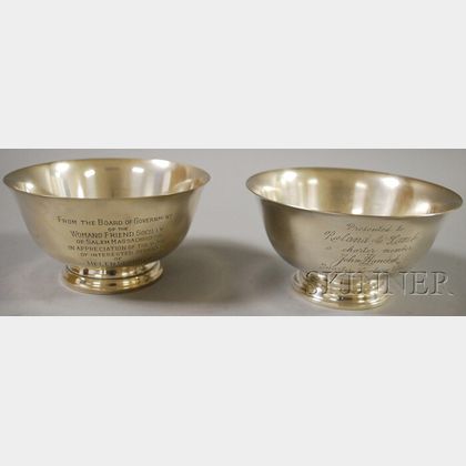 Two Sterling Silver Paul Revere-style Presentation Bowls