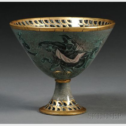 Mourier Art Deco Ceramic Footed Bowl