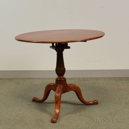 Chippendale-style Carved Mahogany Birdcage Tilt-top Tea Table