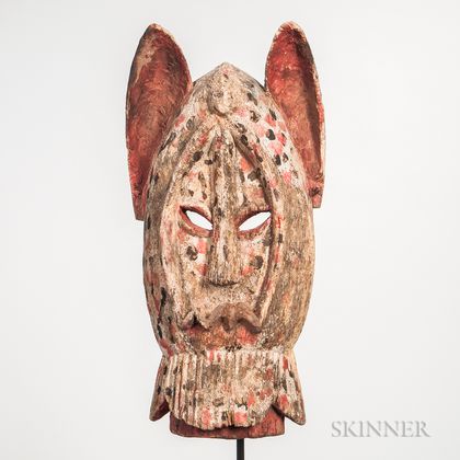 Large Dogon-style Polychrome Carved Wood Face Mask