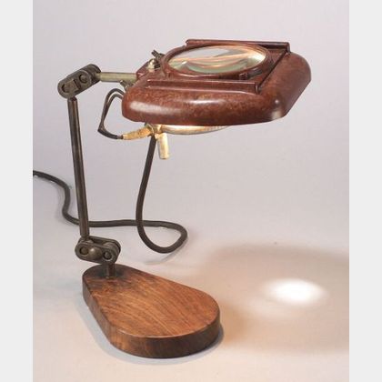 Bakelite Desk Lamp with Magnifier