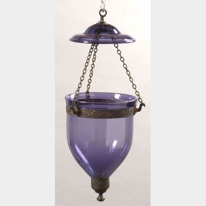 Free-Blown Amethyst Glass Suspension Candle Lamp with Smoke Shade