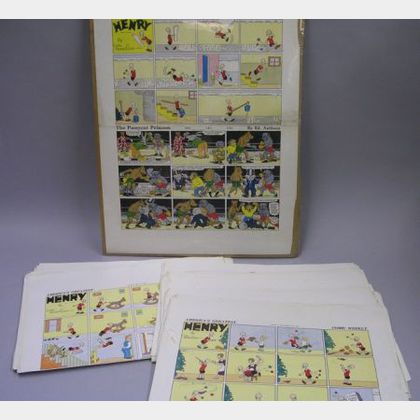 Approximately Fifty 1938 Sunday Comics Henry and The Pussycat Princess Cartoon Proof Sheets