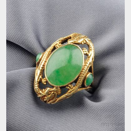 High Karat Gold and Jadeite Ring