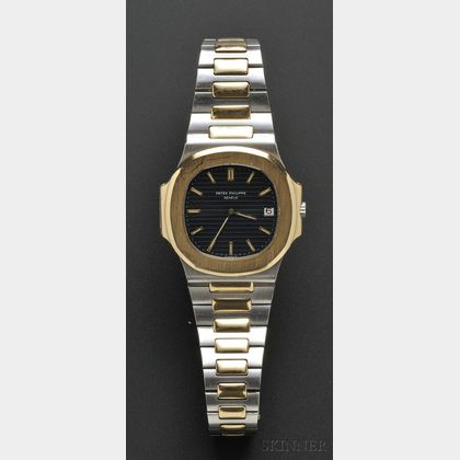 Gentleman's 18kt Gold and Stainless Steel "Nautilus" Wristwatch, Patek Philippe