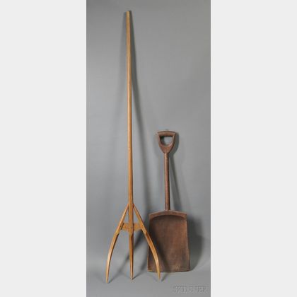 Shaker Wooden Hay Fork and Shovel