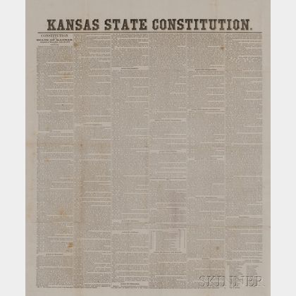 Kansas State Constitution, Broadside, 1859.