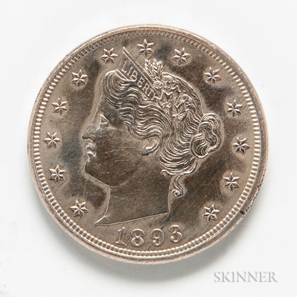 1893 Proof Liberty Head Nickel. Estimate $100-150