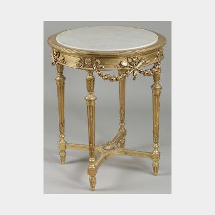 Louis XVI Style Giltwood and Marble-top Gueridon