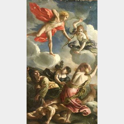 Attributed to Alessandro Turchi, called l&#39;Orbetto (Italian, 1578-1649) Diana and Apollo Slaying the Children of Niobe