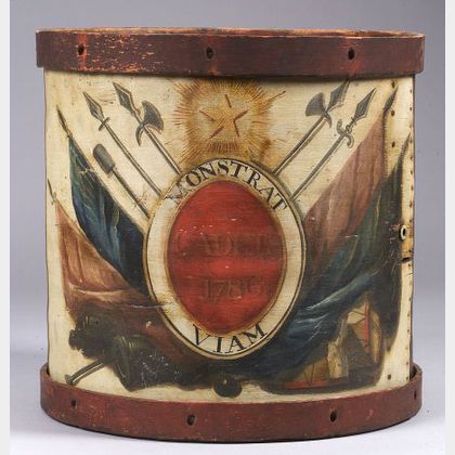 Polychrome Painted Ceremonial Wooden Drum