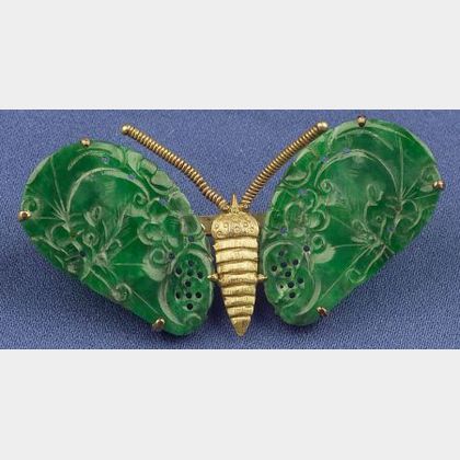 14kt Gold and Jadeite Butterfly