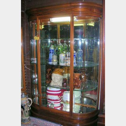 Edwardian Mahogany, Mahogany Veneer and Glass D-shaped Shop Display Cabinet