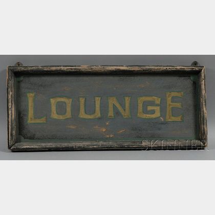 Painted Wood "LOUNGE" Sign