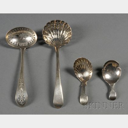 Four English Silver Flatware Items