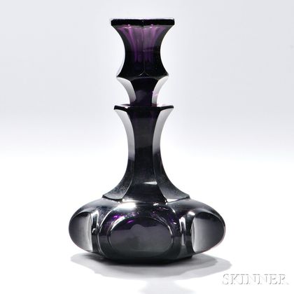 Deep Amethyst Blown Molded Cologne with Stopper