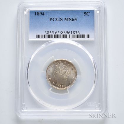 1894 Liberty Head Nickel, PCGS MS65. Estimate $400-600