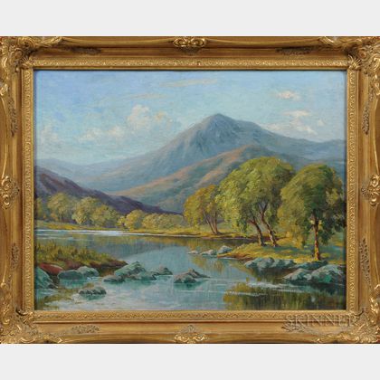 American School, 20th Century Summer Lake with View to a Mountain