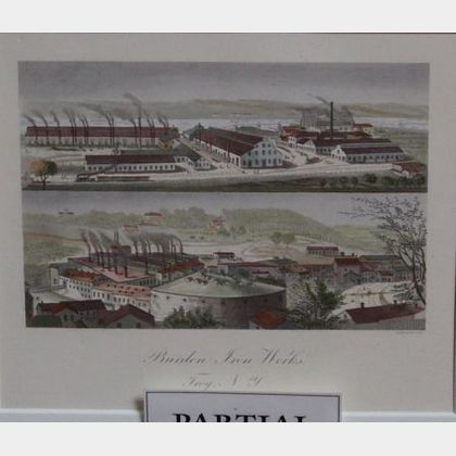 Three Framed 19th Century Grisaille Illustrations of Troy, New York, Factories for Burleigh Lithographers a Fra... 